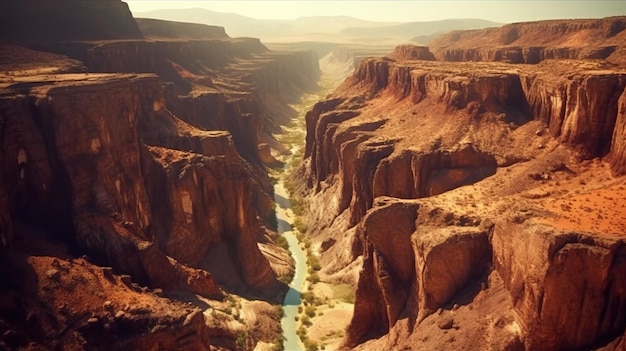 Atemberaubende Luftansicht eines Canyons Fantasie-Konzept Illustrationsgemälde