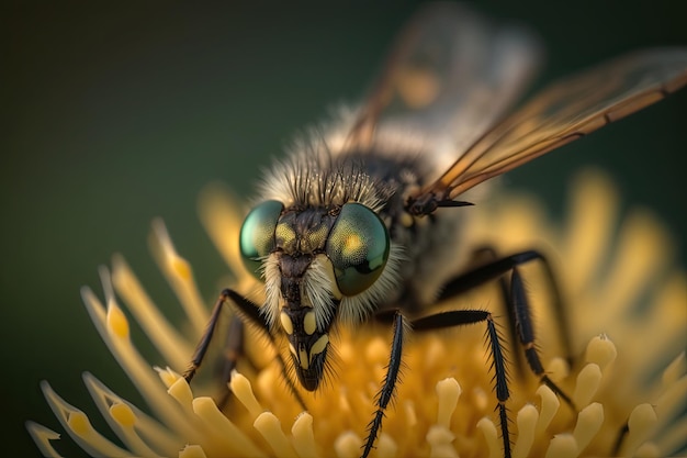 Atemberaubende Makroaufnahme eines Insekts auf einem Löwenzahn, die die Schönheit der Natur zeigt. Generiert von KI