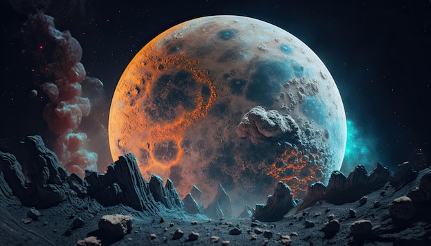 Atemberaubende realistische Tapete eines Mond-Sternen-Astrofotografie-Universums-Kosmus-Weltraum-Hintergrunds Generative ai