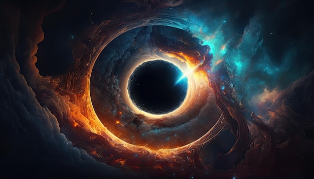 Atemberaubende realistische Tapete eines Schwarzen Lochs Weltraum Sternenhimmel Astrofotografie Universum Kosmus Weltraum Hintergrund Generative ai