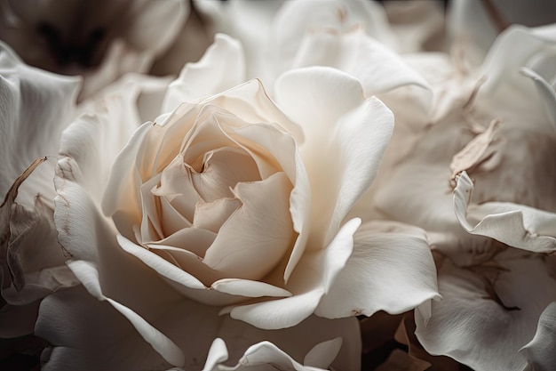 Atemberaubende und elegante Tapete mit einer Nahaufnahme eines weißen Rosenblattes
