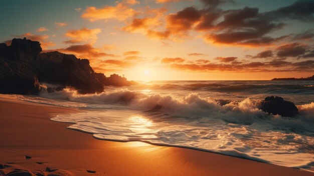 Atemberaubender Sonnenaufgang am Strand von Terragen, faszinierende von der Natur inspirierte Bilder