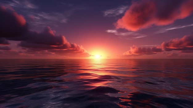 Atemberaubender Sonnenuntergang über dem Meer im hyperrealistischen Stil