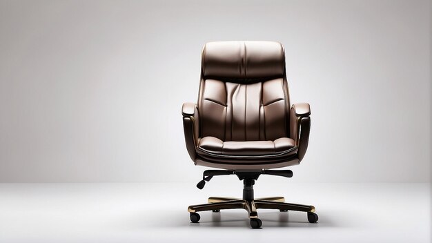Atemberaubender und eleganter, bequemer Bürostuhl aus Leder, isoliert auf weißem Hintergrund