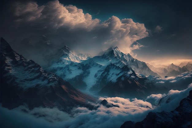 atemberaubendes Bild des Himalaya inmitten der Wolkendecke