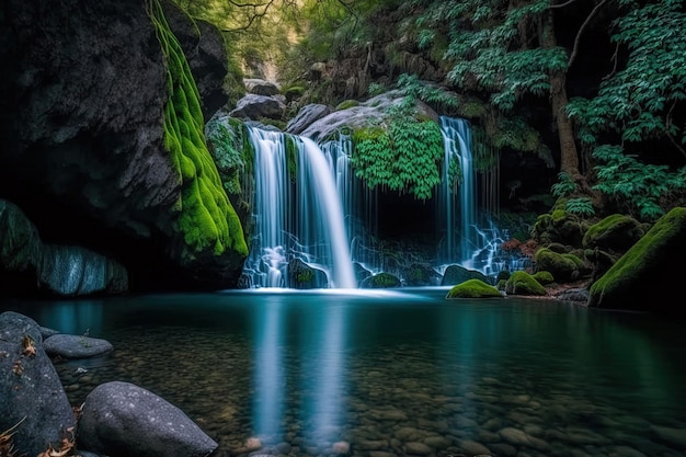 Atemberaubendes Bild eines Wasserfalls in einem Wald