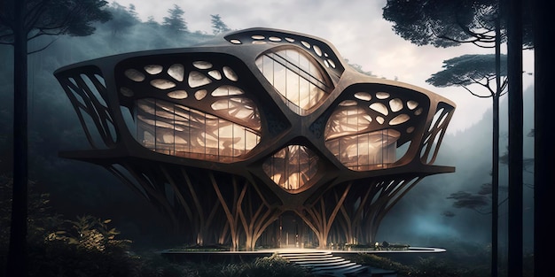 Foto atemberaubendes futuristisches öko-haus