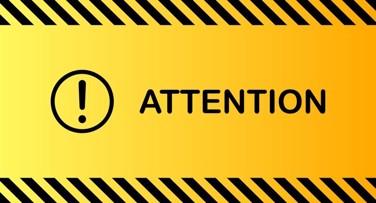 Foto atención bandera amarilla plana atención atención por favor ilustración vectorial