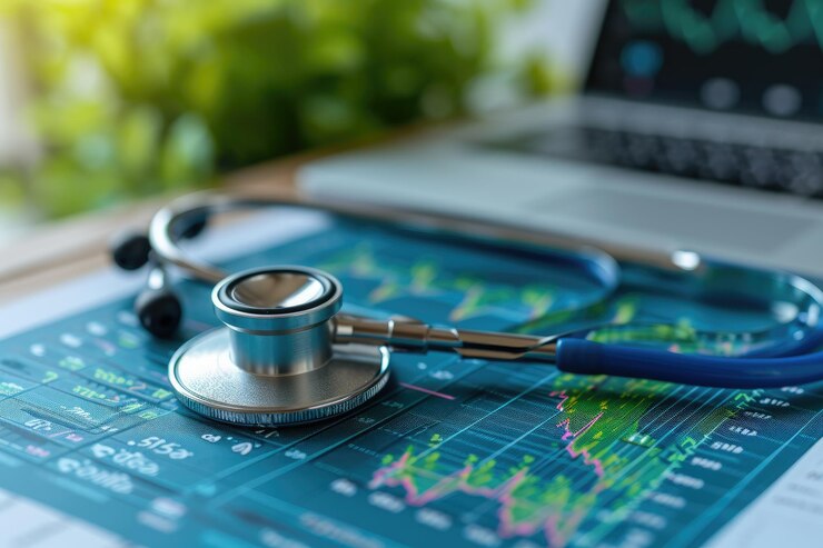 Atención médica digital y conexión a la red en pantalla virtual holográfica seguro tecnología médica