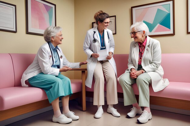 Foto atención médica en el hospital médico mujer que comprueba la salud del paciente