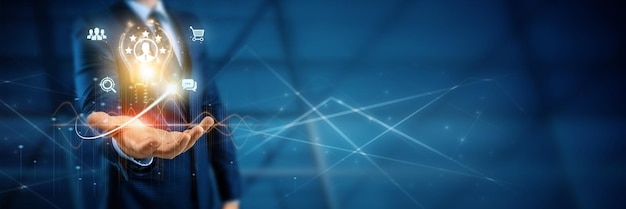 Atendimento ao cliente Empresário Satisfação do cliente com a melhor experiência de classificação comercial excelente