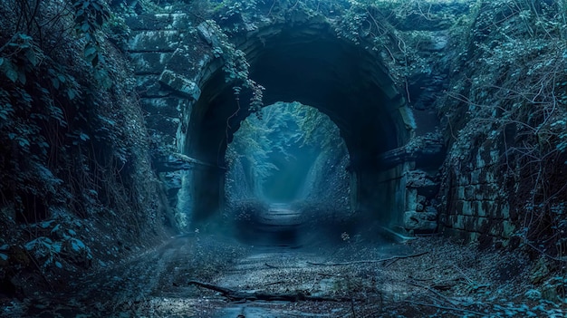 La aterradora entrada del túnel embrujado Un viaje crepuscular bajo rieles olvidados