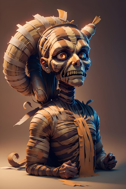 Aterradora momia malvada en la antigua tumba egipcia Halloween Mitología del antiguo Egipto