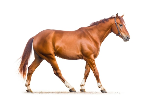 Aterrizaje de caballos aislado en fondo blanco IA generativa