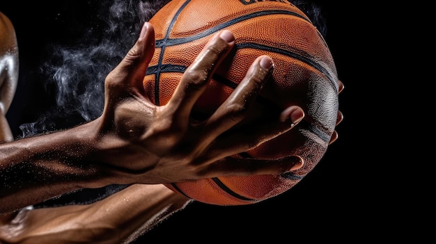 Athleten dribbeln mit der Hand eine generative Basketball-KI