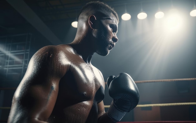 Athletisches Sportlertraining mit Boxhandschuhen Boxertraining Mann Sport Hintergrund ai generiert