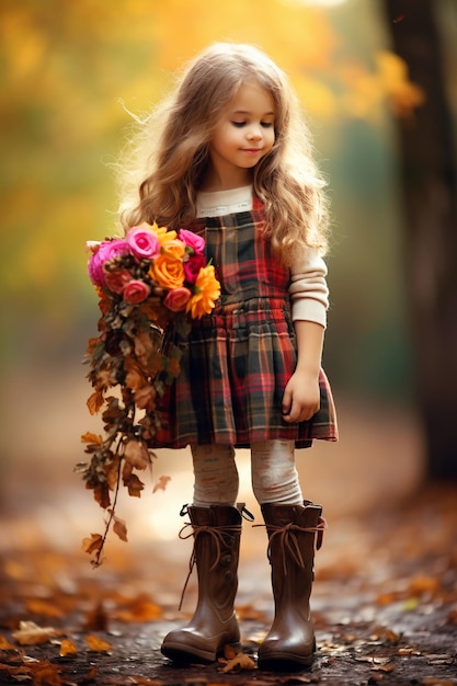 Atividades sazonais alegres de aventuras de outono para meninas