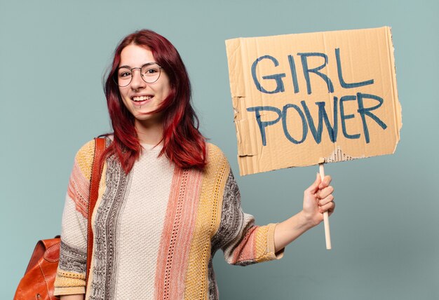 Foto ativista estudante tty. conceito de poder feminino