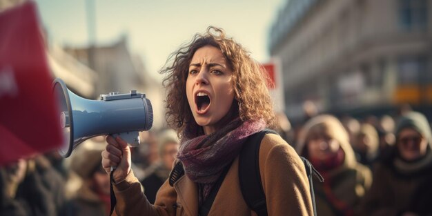 ativistas femininas manifestam-se pelos direitos das mulheres IA generativa