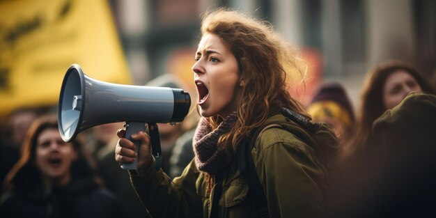 ativistas femininas manifestam-se pelos direitos das mulheres IA generativa