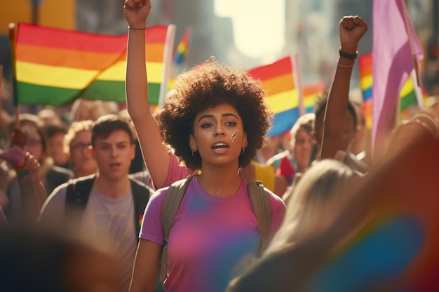 Ativistas LGBTQ participando de uma manifestação pacífica