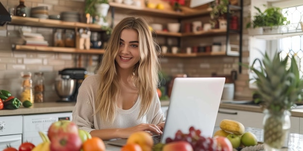 Foto atkins ambição com determinação em seus olhos uma jovem mulher lida com suas tarefas em seu laptop supp