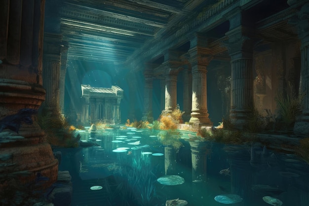 Atlantis antigua Un arte conceptual para un templo hundido