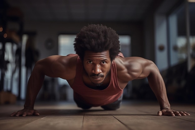 Atleta afroamericano negro musculoso saludable IA generativa