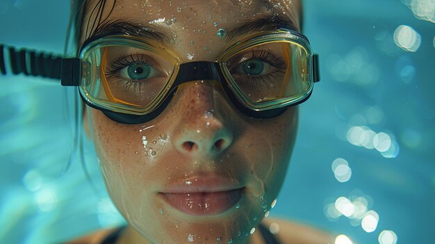 Atleta aquática feminina capturada em imagem de imersão em piscina