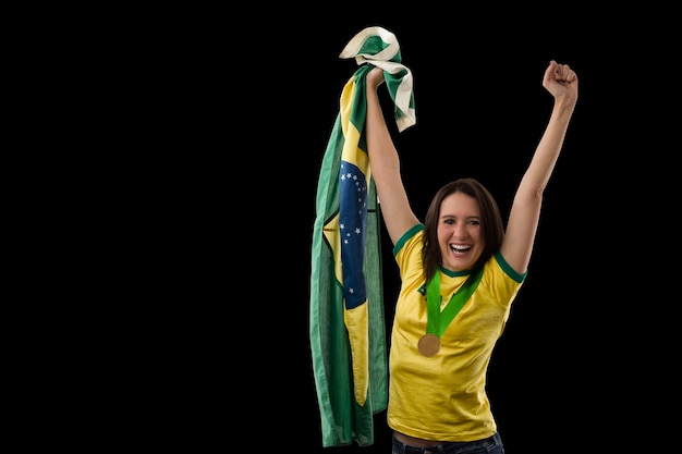 Atleta brasileira conquistando medalha de ouro