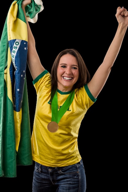 Atleta brasileira conquistando medalha de ouro