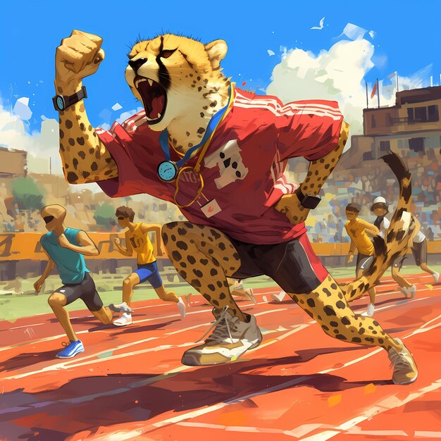 Atleta Cheetah Correndo Rápido na Pista