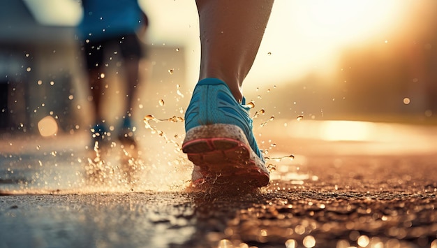 Atleta corredor correndo na estrada da cidade mulher fitness jogging treino conceito de bem-estar