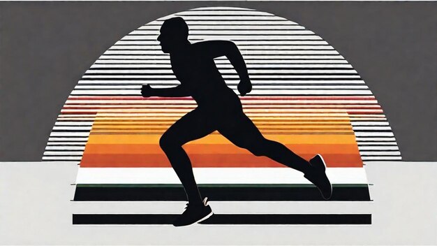 Atleta correndo ao pôr-do-sol