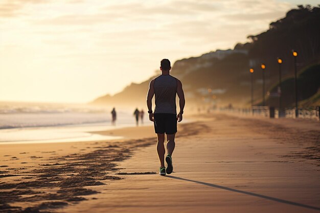 Atleta corriendo en la playa