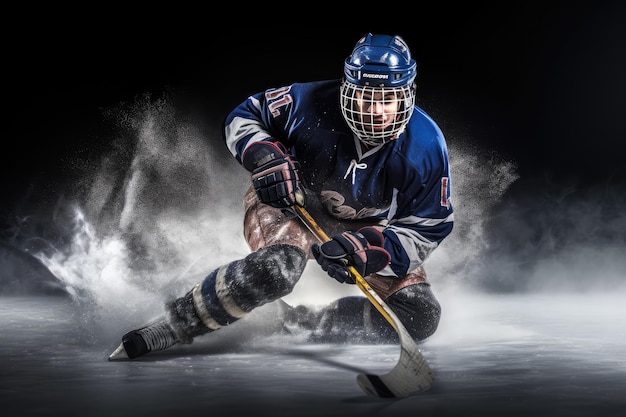 Atleta de deportes extremos de hockey sobre hielo