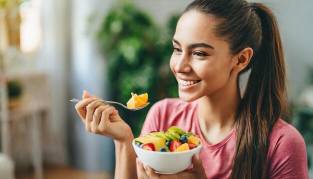 atleta disfruta de una vibrante ensalada de frutas que encarna la salud y el bienestar y la alegría de nutrir a