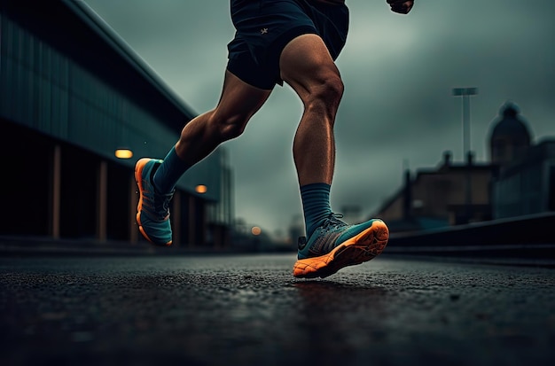 atleta em roupas esportivas correndo pelas ruas conceito de esporte