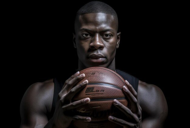 Atleta homem profissional segurando jogador preto bola de basquete pessoa esportiva adulto IA generativa