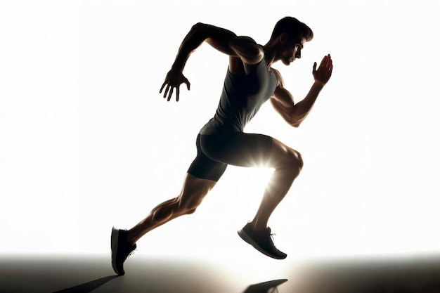atleta masculino correndo isolado em um fundo branco sólido ai generativo