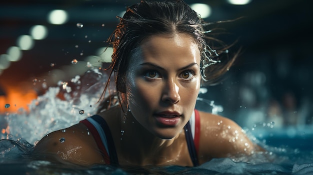 Foto atleta nadando na água com salpicos