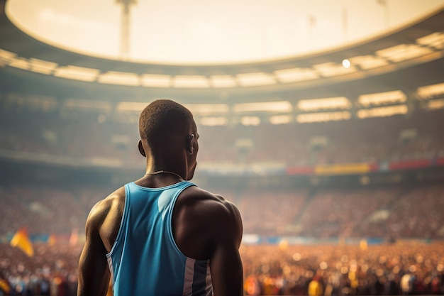 Atleta pronto para correr na pista