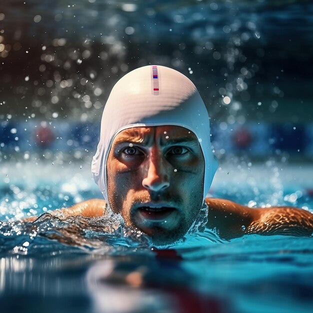 Un atleta que juega polo acuático competitivo