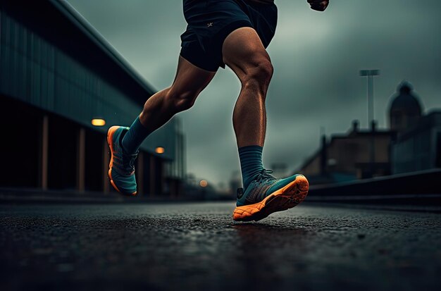 atleta en ropa deportiva corriendo por las calles concepto deportivo