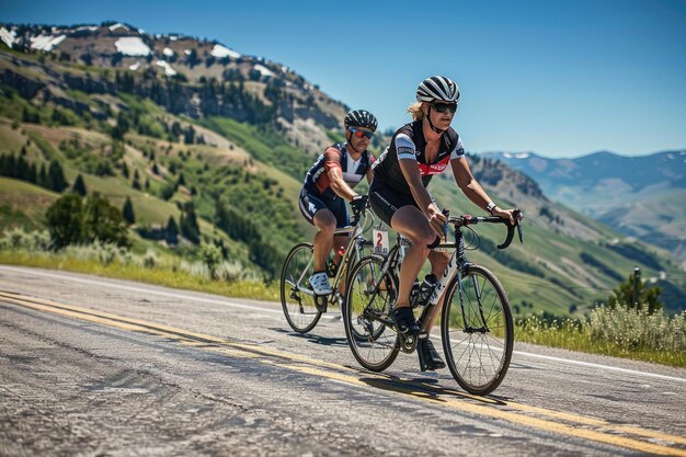 Atletas em competições de ciclismo