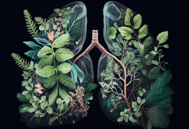 Atmen Sie ruhig mit der generativen KI von Green Plant Lungs