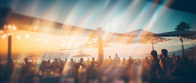 Foto atmosfera borrada de uma festa na praia generative ai