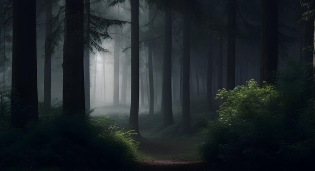 Foto atmósfera del bosque al amanecer