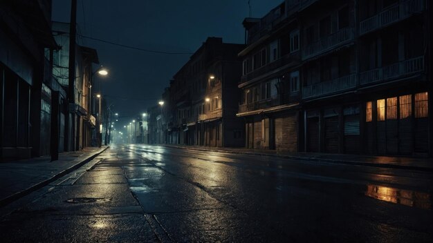 la atmósfera de una calle de la ciudad a medianoche