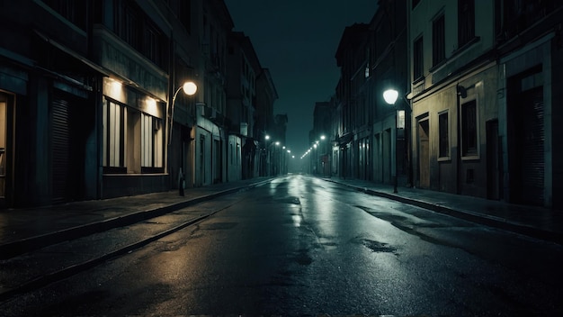 la atmósfera de una calle de la ciudad a medianoche